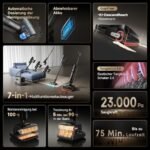 dreame H15 Mix 7-in-1 Nass- & Trockensauger, 23.000 Pa, KI-Roboterarm, 100 °C Bürstenreinigung, 5 Min 90 °C Trocknung, intelligente Dosierung, 75 Min Laufzeit, Schwarz - Image 4