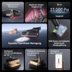 dreame H15 Pro FoamWash Nass- & Trockensauger, 23.000 Pa, gezielte Schaumreinigung, KI-Roboterarm 2.0, TangleCut 2.0, 100 °C Bürstenreinigung, 90 °C Trocknung, Schwarz - Image 3