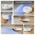 dreame L10s Pro Gen3 Saug- und Wischroboter, 13.000 Pa Vormax™, DuoScrub-System, 7 mm Moppanhebung, Ultraschall-Teppicherkennung, 5.200 mAh Akku, White - Image 3