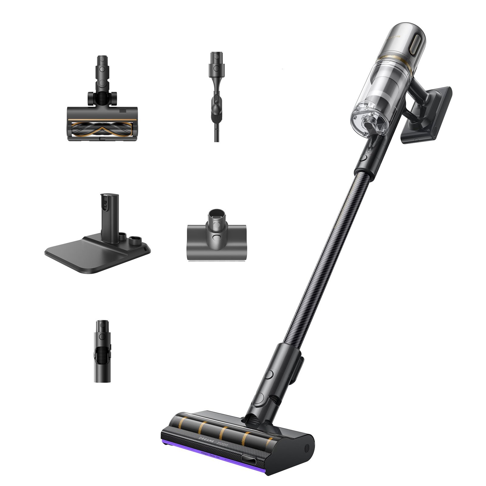 61-VZvtgyhL dreame V20 Kabelloser Staubsauger 210AW / 25.000Pa, 0 mm Kantenreinigung, 90 Min Laufzeit, Anti-Verhedderung, 99,99% Filter, für Hartboden & Teppich, Schwarz – Bild 1