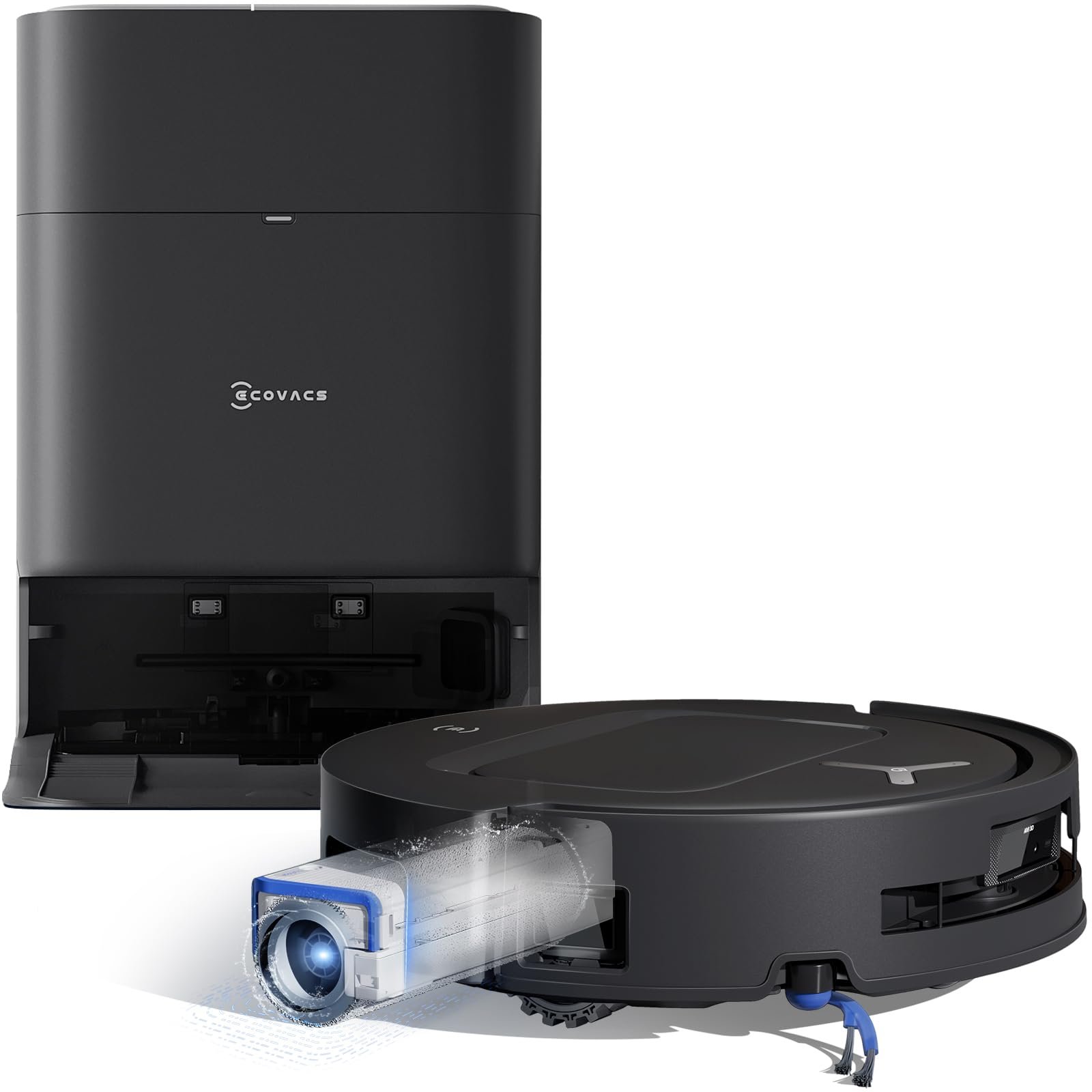61_2XumVFNL ECOVACS DEEBOT T80 OMNI Saug- & Wischroboter, 18.000 Pa, OZMO Roller mit Frischwasser-Selbstreinigung, ZeroTangle 3.0, 40–75 °C Moppwäsche, AIVI 3D 3.0, Schwarz - Image 1