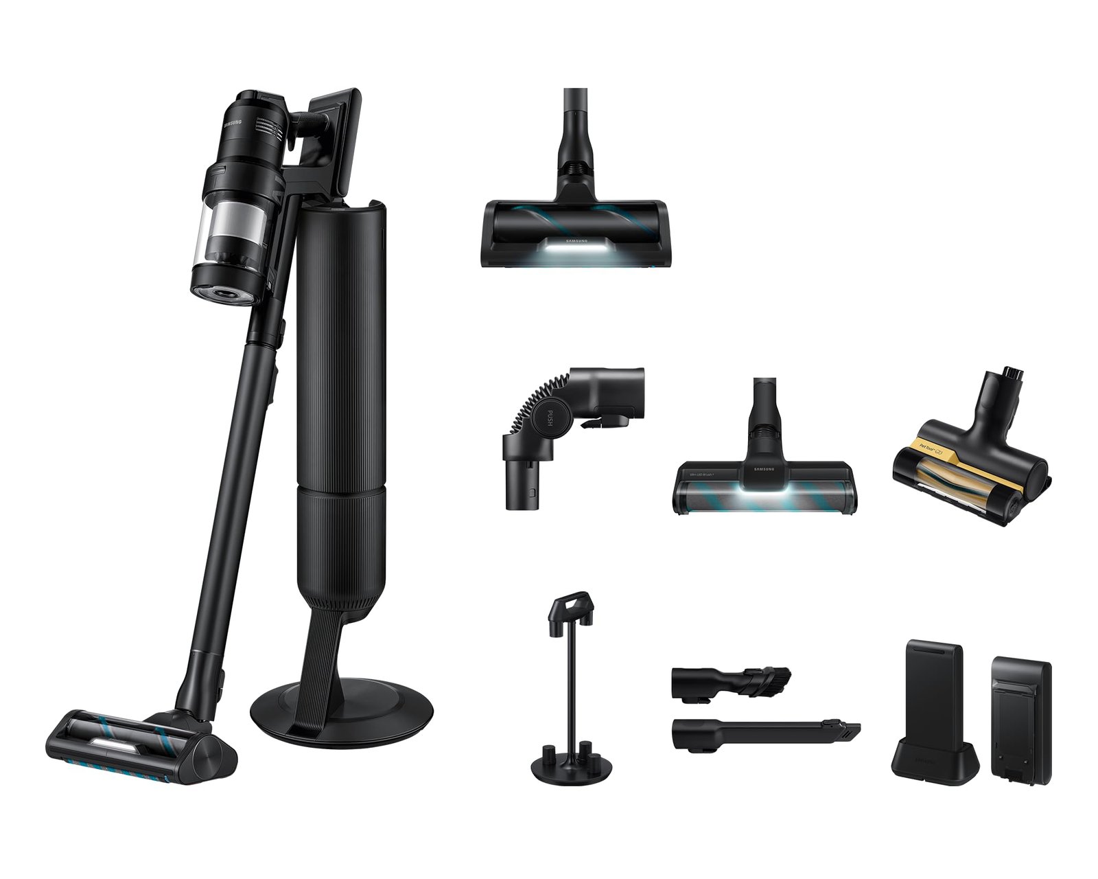 61lfwAEdy8L Samsung VS90F40EEK/WD Bespoke AI Jet Ultra Akku+ CompleteClean, 400W Saugkraft, 2 Akkus, All-in-One Station, Active Dual & Slim LED+, Pet Tool+, Satin Black - Image 1