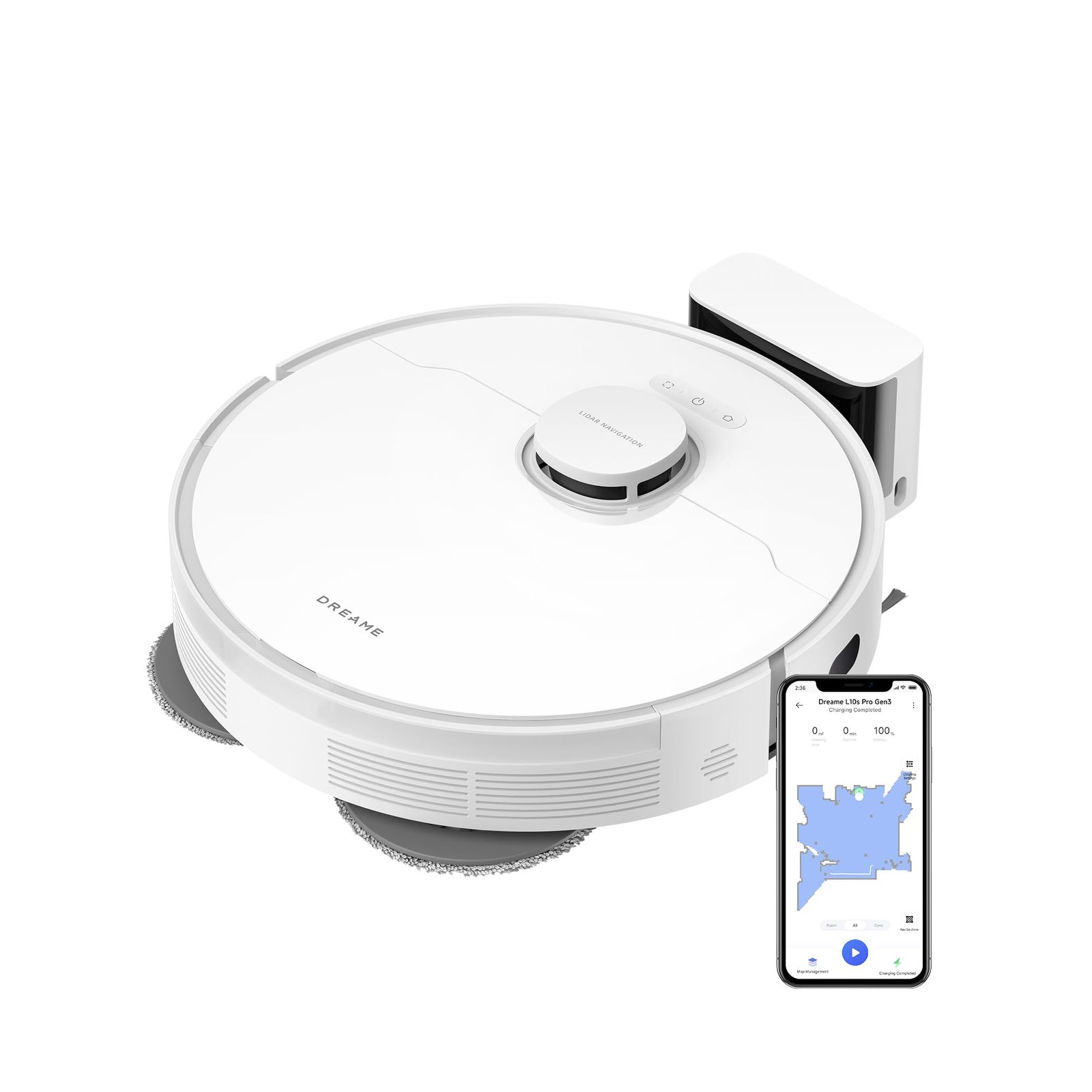 61mHYx0sTlL dreame L10s Pro Gen3 Saug- und Wischroboter, 13.000 Pa Vormax™, DuoScrub-System, 7 mm Moppanhebung, Ultraschall-Teppicherkennung, 5.200 mAh Akku, White - Image 1