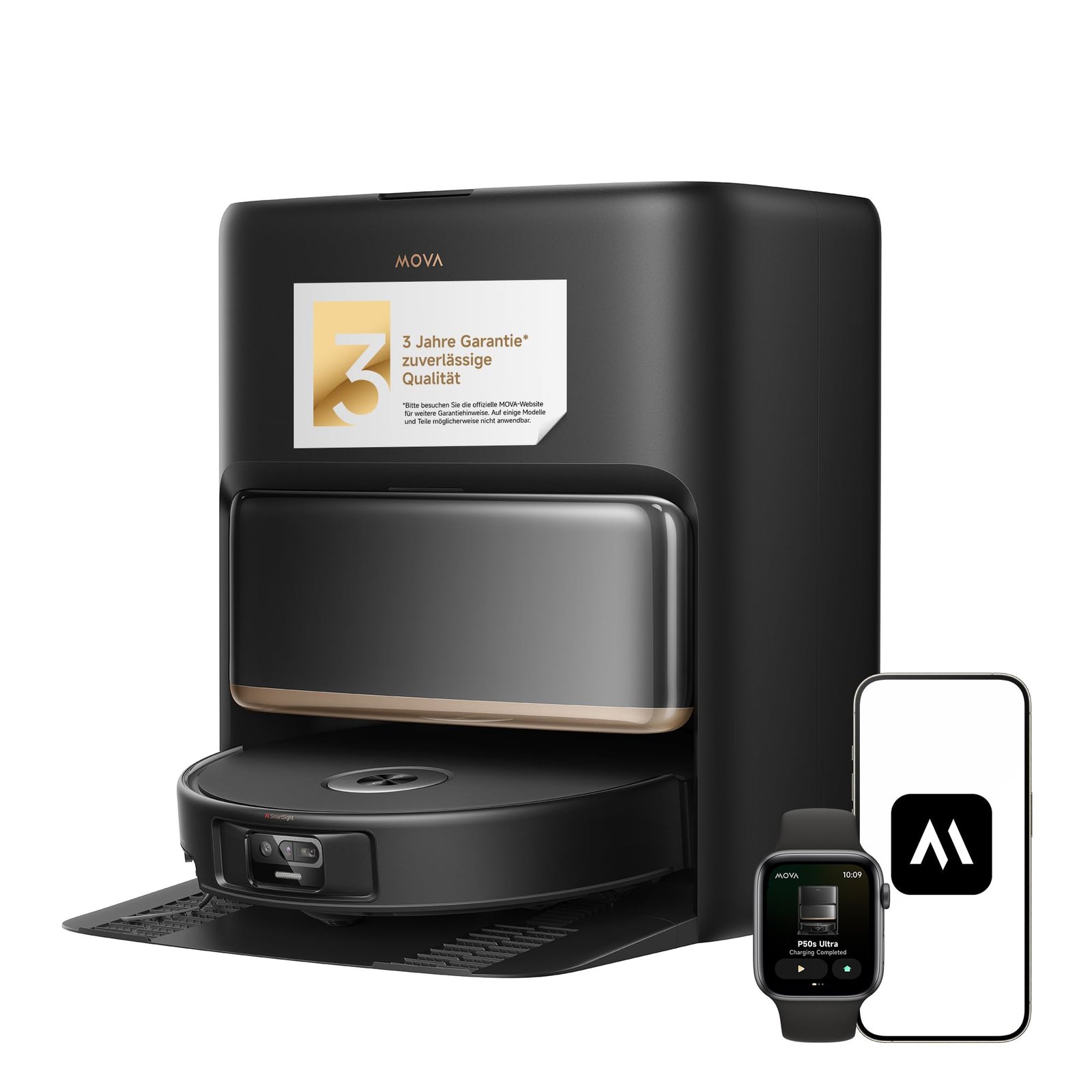 61q2rkgFFcL Mova P50s Ultra Saug- und Wischroboter, 24.000 Pa, StepMaster 6 cm Hindernisüberwindung, Dual-Light 3D ToF FlashPulse, Auto-Leerung, FlexMop RoboSwing, Schwarz - Image 1