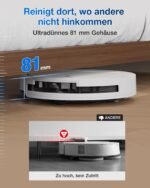 ECOVACS DEEBOT T50 PRO OMNI Saugroboter mit Wischfunktion, 15.000 Pa, 75°C Moppwäsche, ZeroTangle 2.0, AIVI 3D 3.0, OMNI-Station, 81 mm ultradünn, Weiß - Image 6