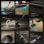 dreame V20 Pro-A Kabelloser Staubsauger 210AW / 24.000Pa, 0 mm Kantenreinigung, Anti-Verhedderung, 90 Min Laufzeit, 99,99% Filter, für Hartboden & Teppich, Schwarz - Image 3