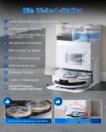 ECOVACS DEEBOT T50 MAX PRO OMNI Saugroboter mit Wischfunktion, 18.500Pa, BLAST-Technologie, 40–75°C Heißwasser-Moppwäsche, ZeroTangle 2.0, AIVI 3D 3.0, Weiß - Image 6