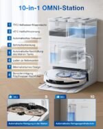 ECOVACS DEEBOT T50 PRO OMNI Saugroboter mit Wischfunktion, 15.000 Pa, 75°C Moppwäsche, ZeroTangle 2.0, AIVI 3D 3.0, OMNI-Station, 81 mm ultradünn, Weiß - Image 5