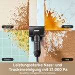dreame H15S Nass- & Trockensauger, 21.000 Pa, 3-fache Kantenreinigung, KI-Roboterarm, 90 °C Bürstenreinigung & Trocknung, 180° flach, App-Steuerung, Schwarz - Image 7